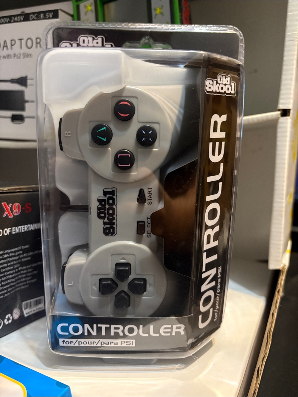 Gray Wired Controller for PS1-Style Gaming